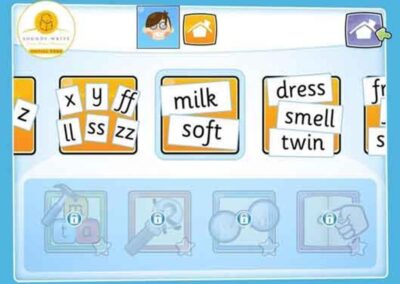 Sounds-Write app spellings and words.