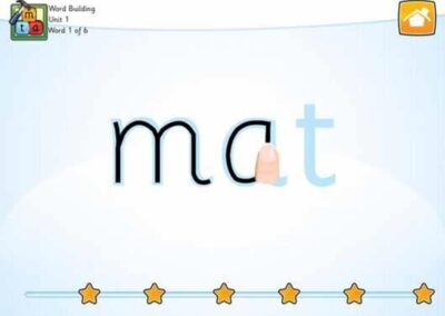 Sounds-Write App exercise 'Word Building' Unit 1. Tracing words.