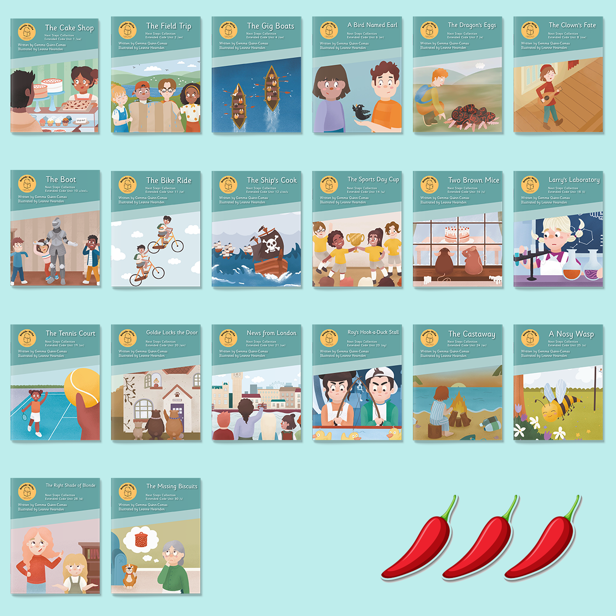 Front covers of Next Steps Collection with 3 chilis in the corner