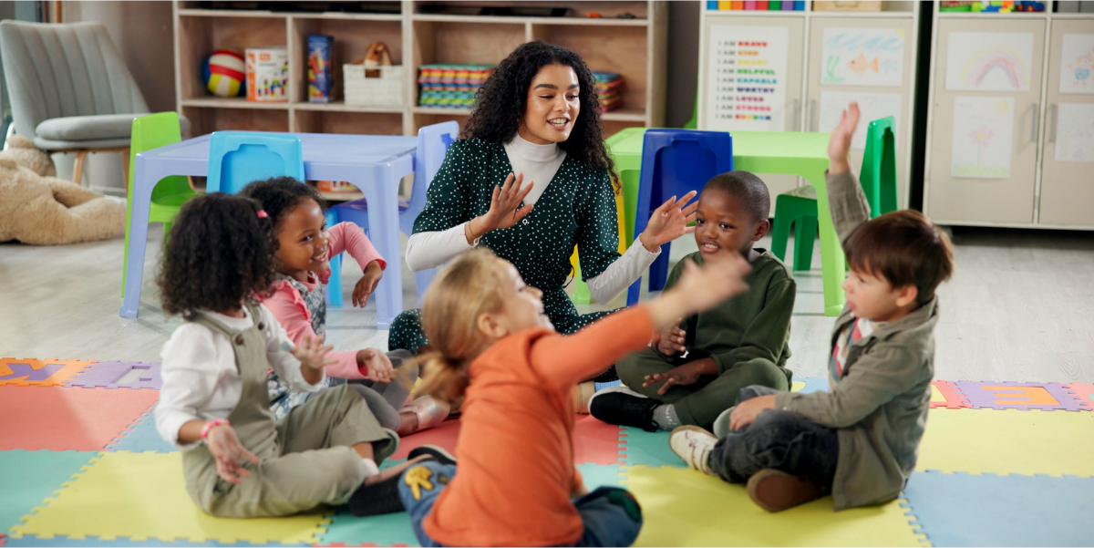 Teacher with group of children